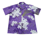 Cotton Blended Plumeria Purple Aloha Shirt